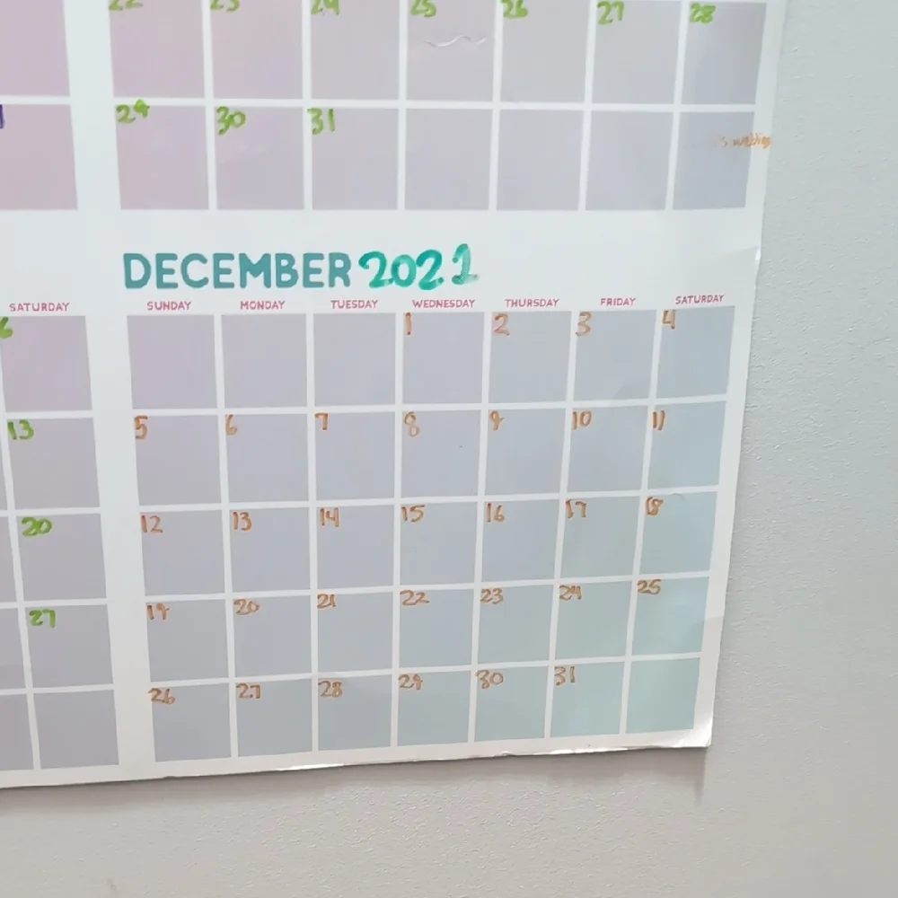 Pink and Blue Wall Calendar